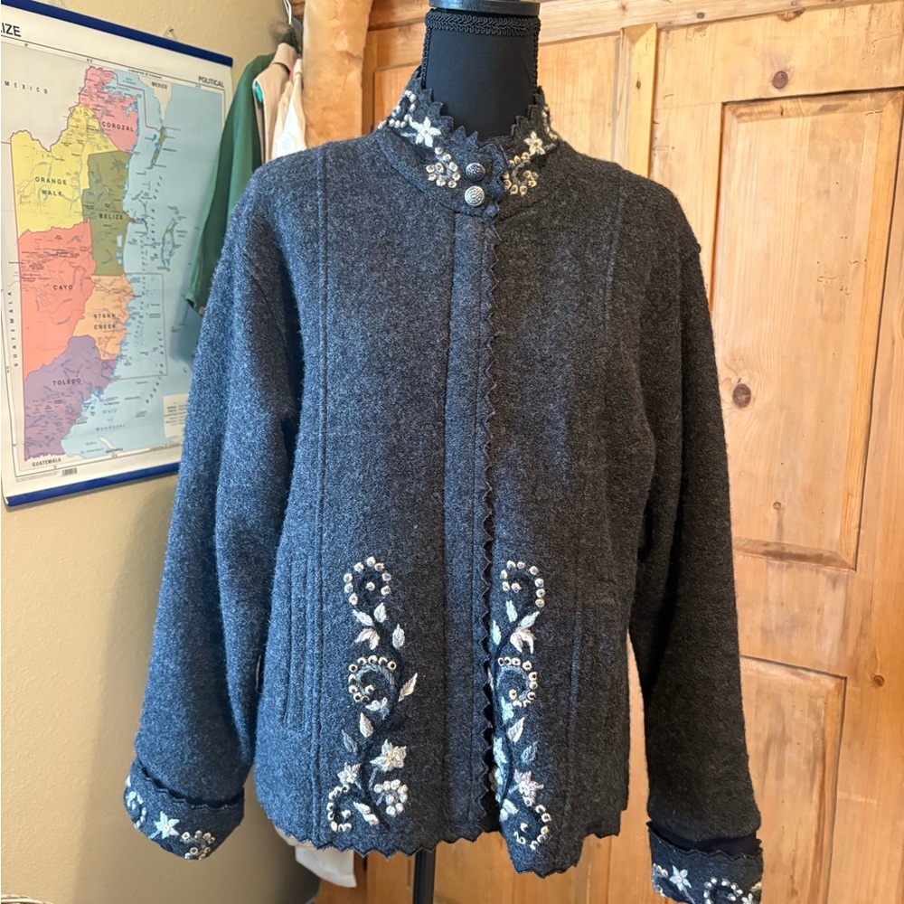 Embroidered Gray Women's Jacket